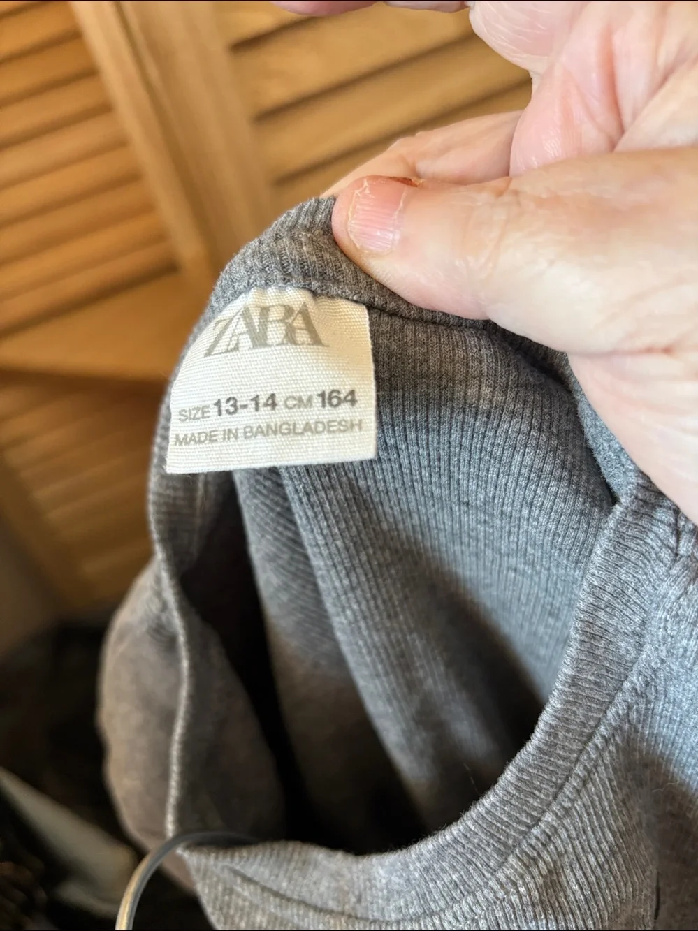 Zara Heather Gray Ribbed Long Sleeve Top with Subtle Texture 13-14 years